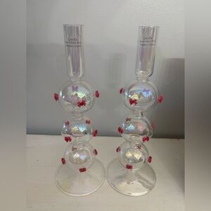 Candle Holders with Pink Accents